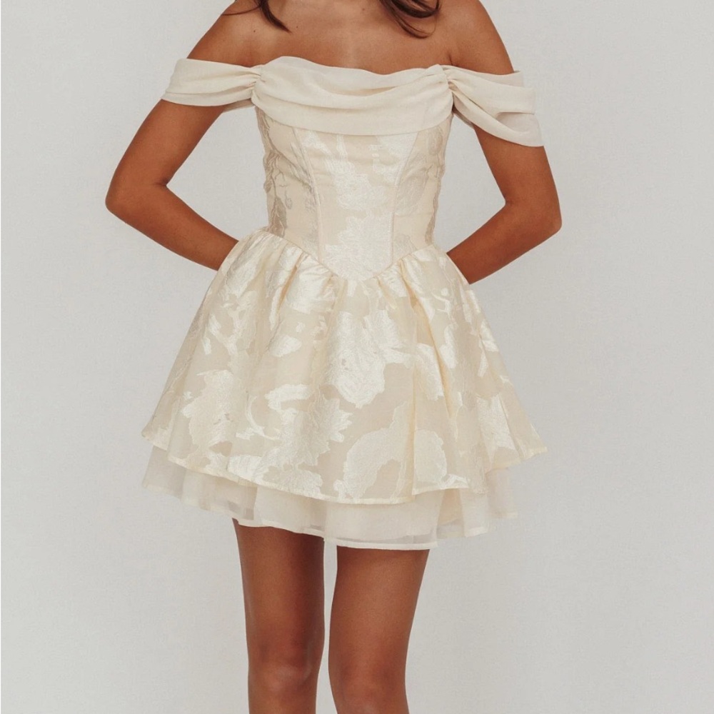 Elegant Cream Off-Shoulder Dress